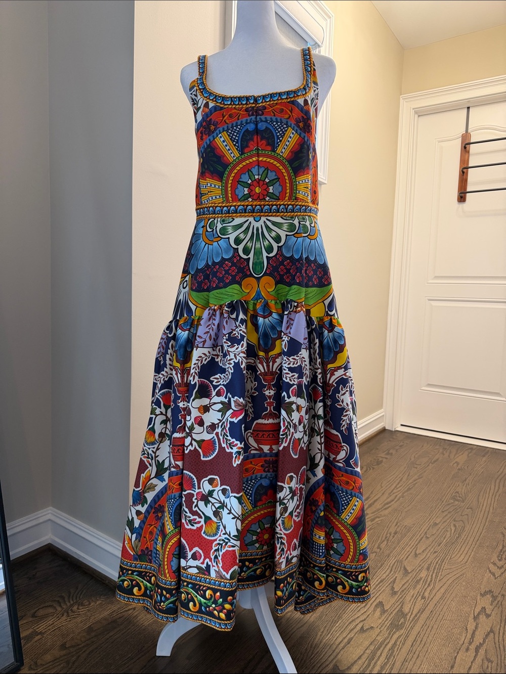 Alice + Olivia Multicolor Mosaic-Print Maxi Dress — Blue, Red, Green, Yellow - Picture 9 of 14